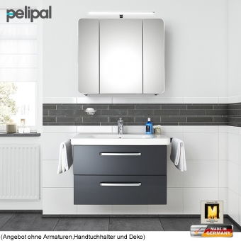 Pelipal 9005 Badmöbel Set 80 cm mit Spiegelschrank und Waschtischset mit 2 Auszügen 