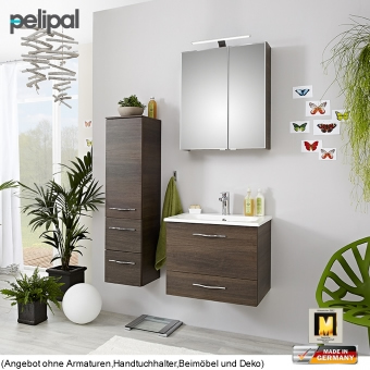 Pelipal Badmöbel 6110 als Set 60 cm mit Spiegelschrank und Waschtischset 2 Auszüge 