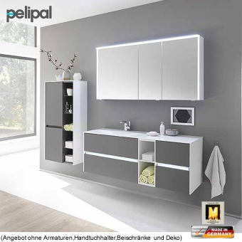 Pelipal 6010  Badmöbel Set 133 cm mit Spiegelschrank Waschtisch und Unterschrank 4 Auszüge 