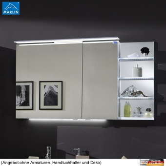 Marlin Spiegelschrank mit Aufsatzleuchte und Regal rechts 120 cm 