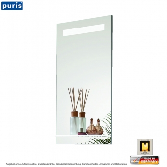 Puris for guests Spiegel 40 cm mit Lichtfenster oben und Glasablage 