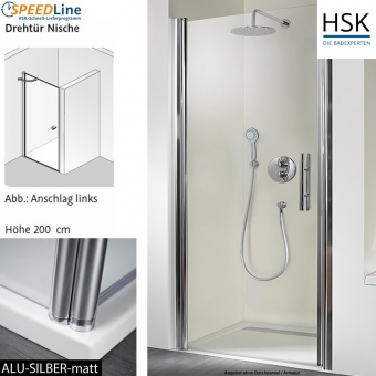 HSK Dusche aus Glas / Nischenlösung - 90x200 cm - 1-teilig - Anschlag links 