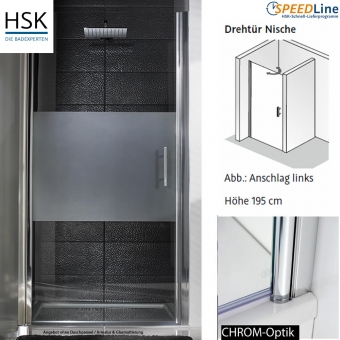 HSK Dusche aus Glas / Nischenlösung mit Pendeltür - 100x195 cm - 1-teilig - Anschlag links 