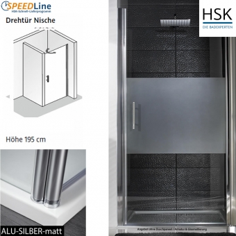 HSK Dusche aus Glas / Nischenlösung mit Pendeltür - 100x195 cm - 1-teilig - Anschlag rechts 