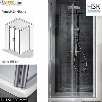 HSK Dusche aus Glas / Nischenlösung mit Pendeltüren - 80x195 cm - 2-teilig 