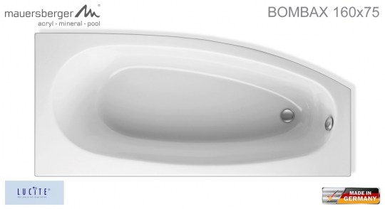 Mauersberger Badewanne BOMBAX 160 x 75 cm - ACRYL - Kompakt-Wanne - links L 