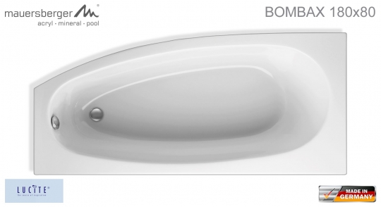 Mauersberger Badewanne BOMBAX 180 x 80 cm - ACRYL - Kompakt-Wanne - rechts R 