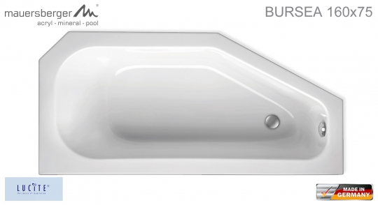 Mauersberger Badewanne BURSEA 160 x 75 cm - ACRYL - Kompakt-Wanne - links L 