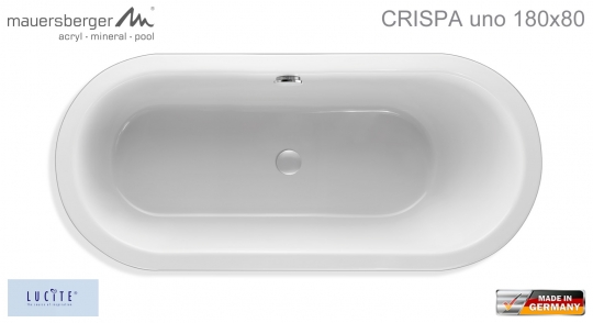 Mauersberger Badewanne CRISPA uno 180 x 80 cm - ACRYL - oval 