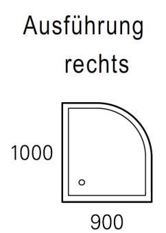 Mauersberger Duschwanne ALBIS 100 x 90 cm - superflach - Rechts 