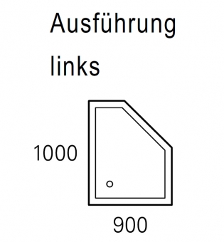 Mauersberger Duschwanne CIRCI 100 x 90 cm - superflach - Links 