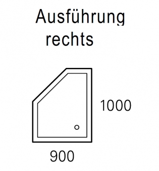 Mauersberger Duschwanne CIRCI 100 x 90 cm - superflach - Rechts 