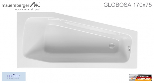 Mauersberger Badewanne GLOBOSA 170 x 75 cm - ACRYL - Kompakt-Wanne - links L 
