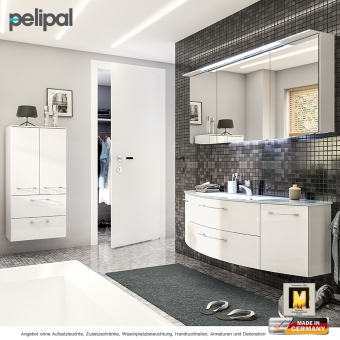 Pelipal Cassca Badmöbel Set 140 cm mit Spiegelschrank und Unterschrank mit 2 Auszügen & 2 Türen - Waschtisch wählbar 
