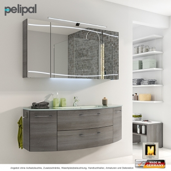 Pelipal Cassca Badmöbel Set 140 cm mit Spiegelschrank und Waschtischset - Waschtisch wählbar 