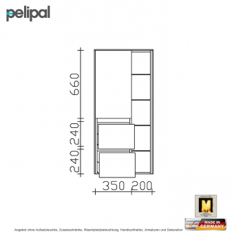 Pelipal 6010 Midischrank 121 cm mit 1 Tür, 2 Auszüge, 1 Regal 