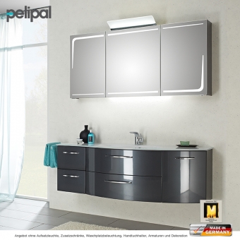 Pelipal 7005 Badmöbel Set 150 cm mit Spiegelschrank und Waschtischset mit 4 Auszügen und 1 Tür 