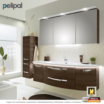 Pelipal 7005 Badmöbel als Set mit Spiegelschrank inkl. LED Strahlern und Waschtischset 150 cm 