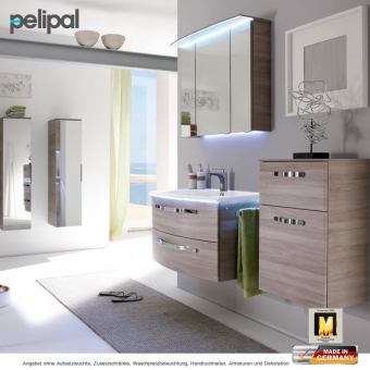 Pelipal Badmöbel als Set 7005 Spiegelschrank mit Lichtkranz und Waschtischset 85 cm 