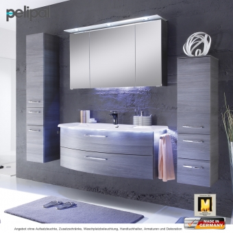 Pelipal Badmöbel als Set 7005 Spiegelschrank mit Kranzbeleuchtung und Waschtischset 120 cm 