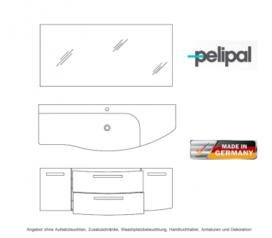 Pelipal Badmöbel als Set 7005 V3.1 mit Badspiegel 154 cm 