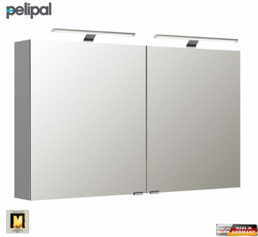 Pelipal neutraler Spiegelschrank S5 120 cm mit 2 LED Aufbauleuchten 