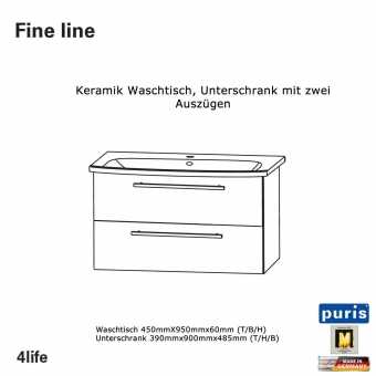 Puris Fine line Waschtisch Set 90 cm Keramik 