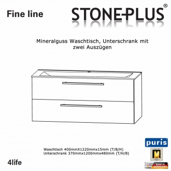 Puris Fine line Waschtisch Set 120 cm Mineralguss 
