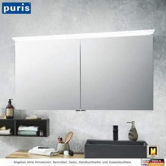 Puris Aspekt Spiegelschrank  120 cm mit Doppelspiegeltüren 