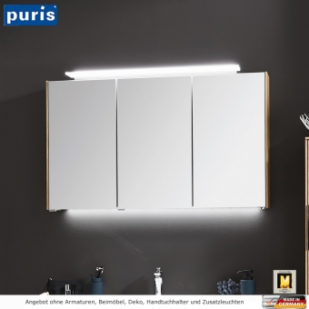 Puris D.light Spiegelschrank 100 cm mit Aufbauleuchte 