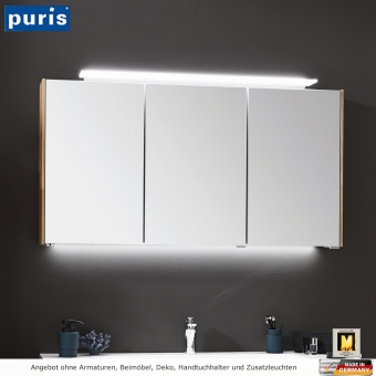 Puris D.light Spiegelschrank 120 cm mit Aufbauleuchte 