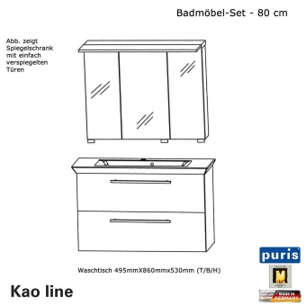 Puris Kao line Badmöbel Set 80 cm 
