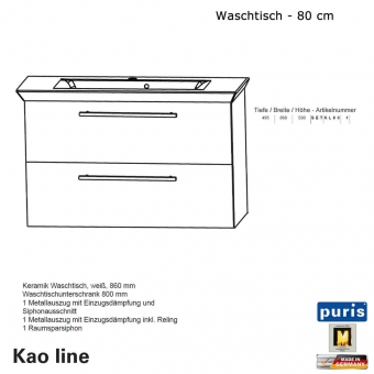 Puris Kao line Waschtisch Set 80 cm 