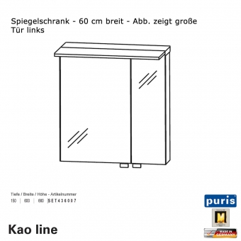 Puris Kao line Spiegelschrank 60 cm 