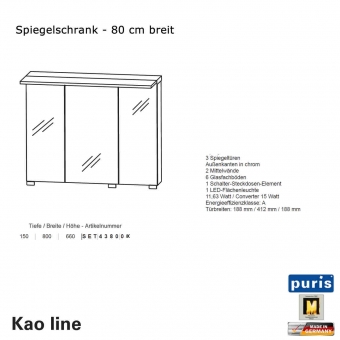 Puris Kao line Spiegelschrank 80 cm 