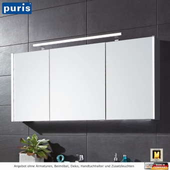 Puris LINEA Spiegelschrank 130 cm mit seitlichen LED-Profilen - S2A431379 