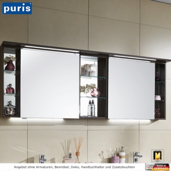 Puris LINEA Spiegelschrank 170 cm mit Regalen und LED Oberboden - S2A4217S1 
