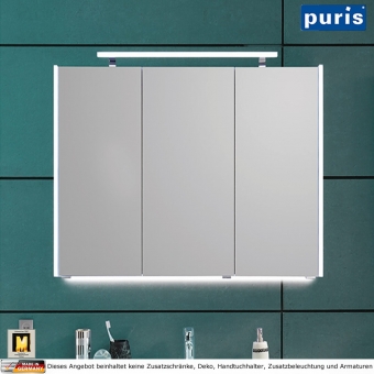 Puris QUADA Spiegelschrank 100 cm mit seitlichen LED Beleuchtungsprofilen - Serie C - S2A531003 