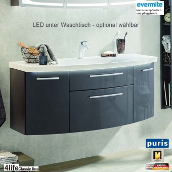Puris Classic Line Badmöbel als Waschtisch-Set 140 cm - 2 Türen + 2 Auszüge 