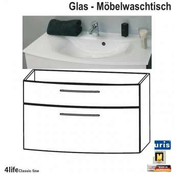 Puris Classic Line Badmöbel als GLAS-Waschtisch-Set 70 cm - 2 Auszüge 