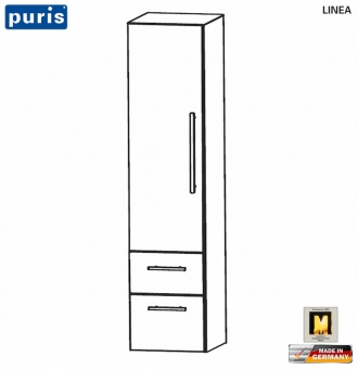 Puris LINEA Hochschrank 40 cm Breite - 1 Tür / 2 Auszüge 