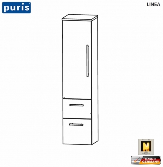 Puris LINEA Mittelschrank 30 cm Breite - 1 Tür / 2 Auszüge 