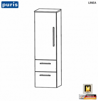 Puris LINEA Mittelschrank 40 cm Breite - 1 Tür / 2 Auszüge 