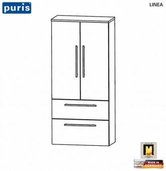 Puris LINEA Mittelschrank 60 cm Breite - 2 Türen / 2 Auszüge 
