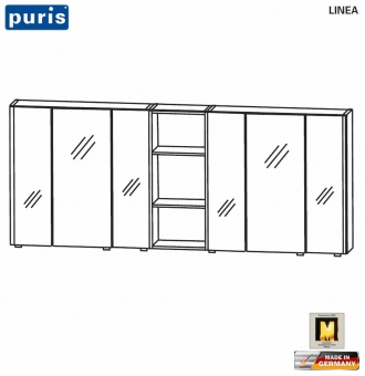 Puris LINEA Spiegelschrank 170 cm mit seitlichen LED-Profilen und Regal - S2A431779 