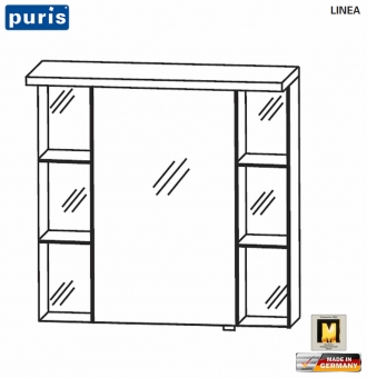 Puris LINEA Spiegelschrank 70 cm mit Regalen und LED Oberboden - S2A4270S1 