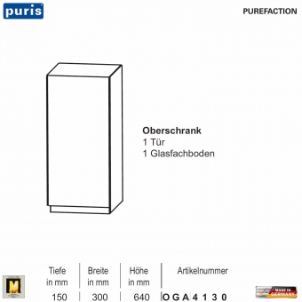 Puris Purefaction Oberschrank - 1 Tür - 30 cm Breite 