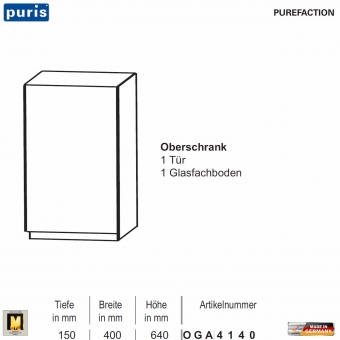 Puris Purefaction Oberschrank - 1 Tür - 40 cm Breite 
