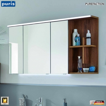 Puris Purefaction LED Spiegelschrank 120 cm - Regal mit Kreuz rechts 