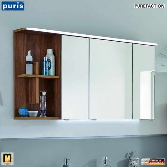 Puris Purefaction LED Spiegelschrank 120 cm - Regal mit Kreuz links 